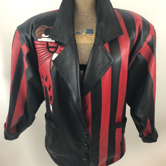 Vintage Black and Red Leather Jacket - Picture 7 of 8